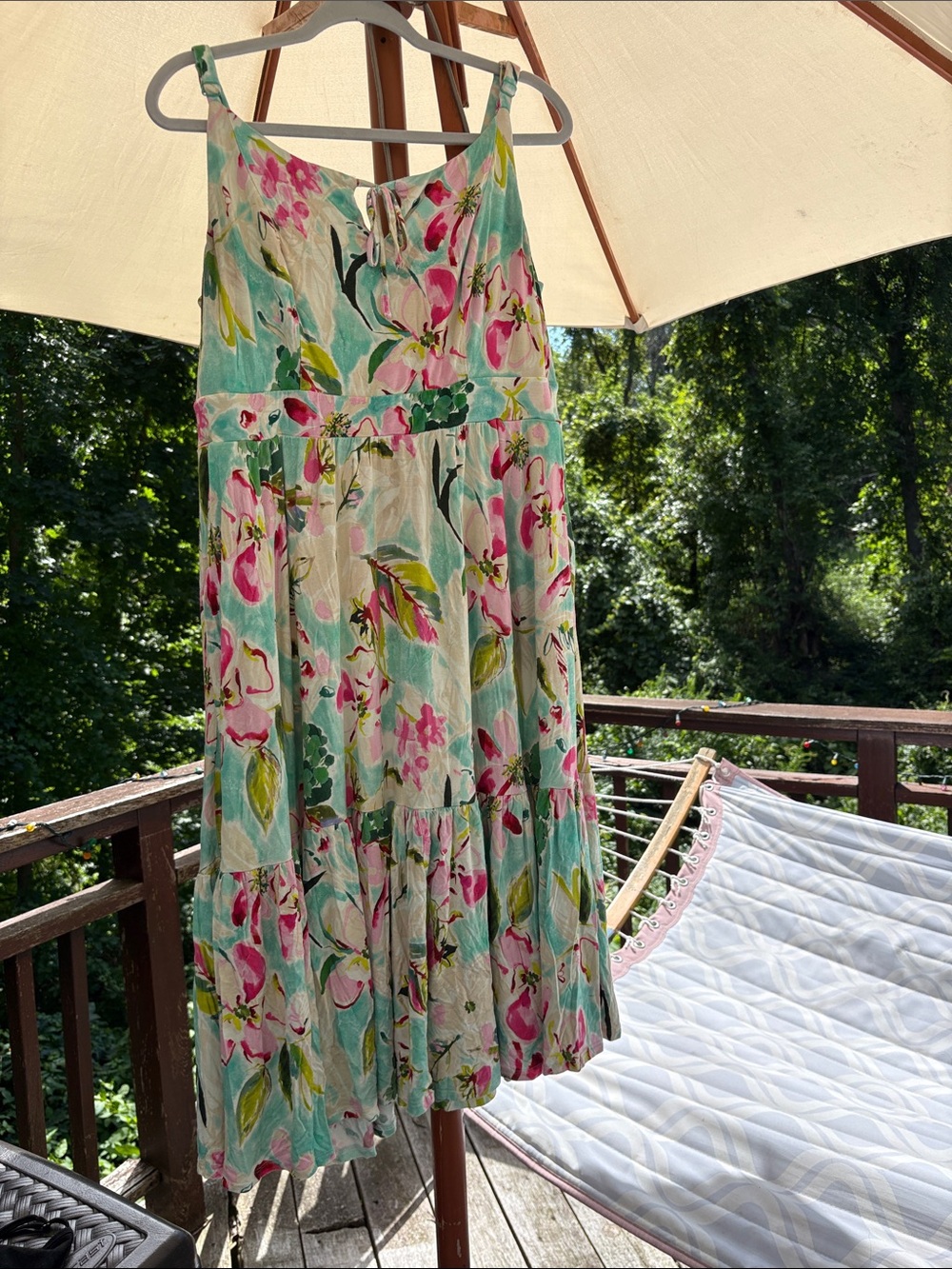 Floral Tiered Sundress in Aqua and Pink
